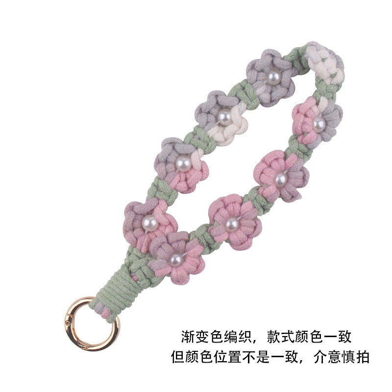 Wholesale pure hand-woven gradient daisy key chain